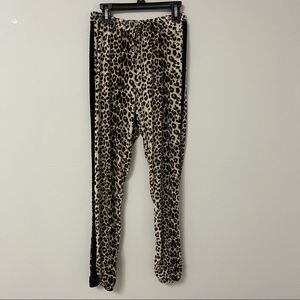 Black bead cheetah print drawstring joggers